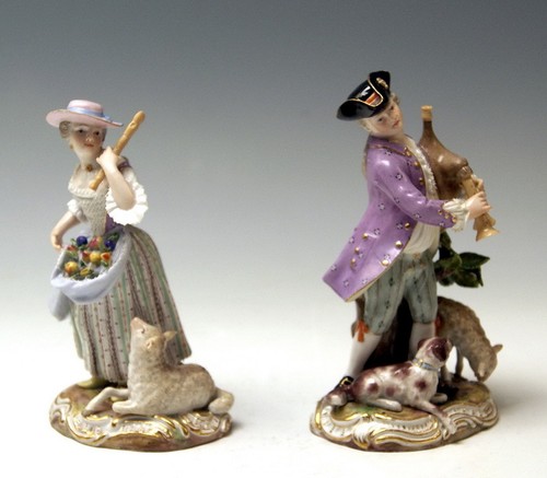 Pair meissen figure shepherd - pair,
